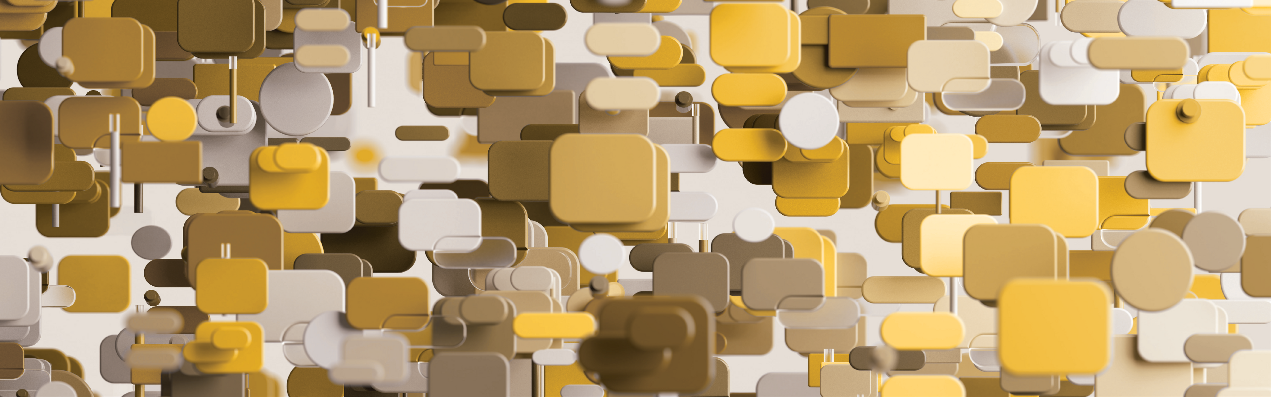AI-generated yellow, white, and clear squares and circles of various sizes