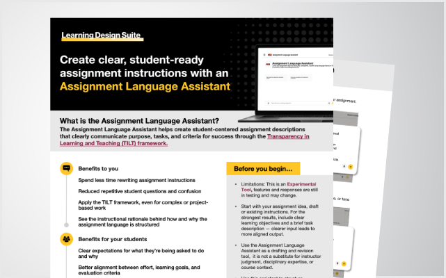 Quick Start Guide Thumbnail for the Assignment Language Assistant Tool