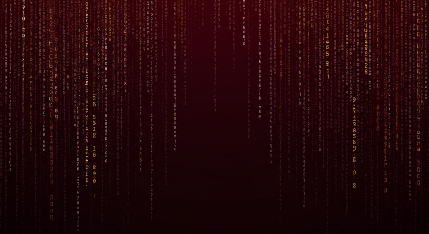 Falling words in various depths of field resembling AI code